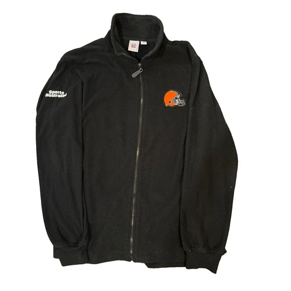 VTG Y2K Cleveland Browns Sports Illustrated FullZip Fleece  Jacket Black Size XL